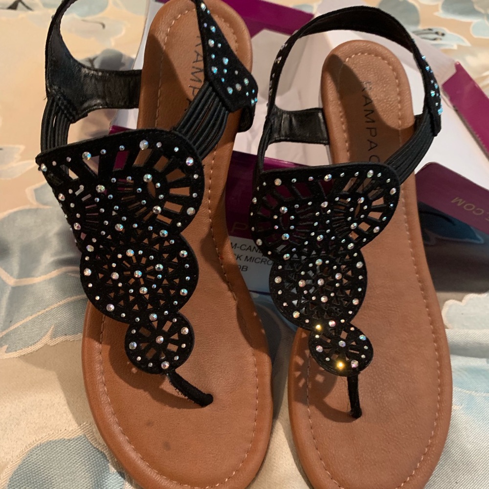 Studded thong slip ons
